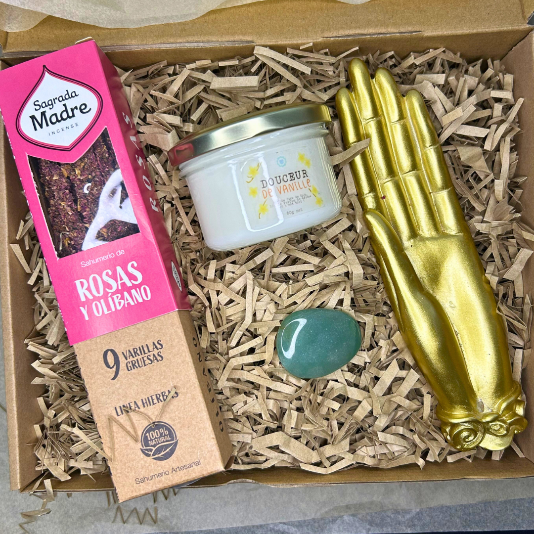 Coffret Fête des Mères bougie, pierre, porte encens et encens