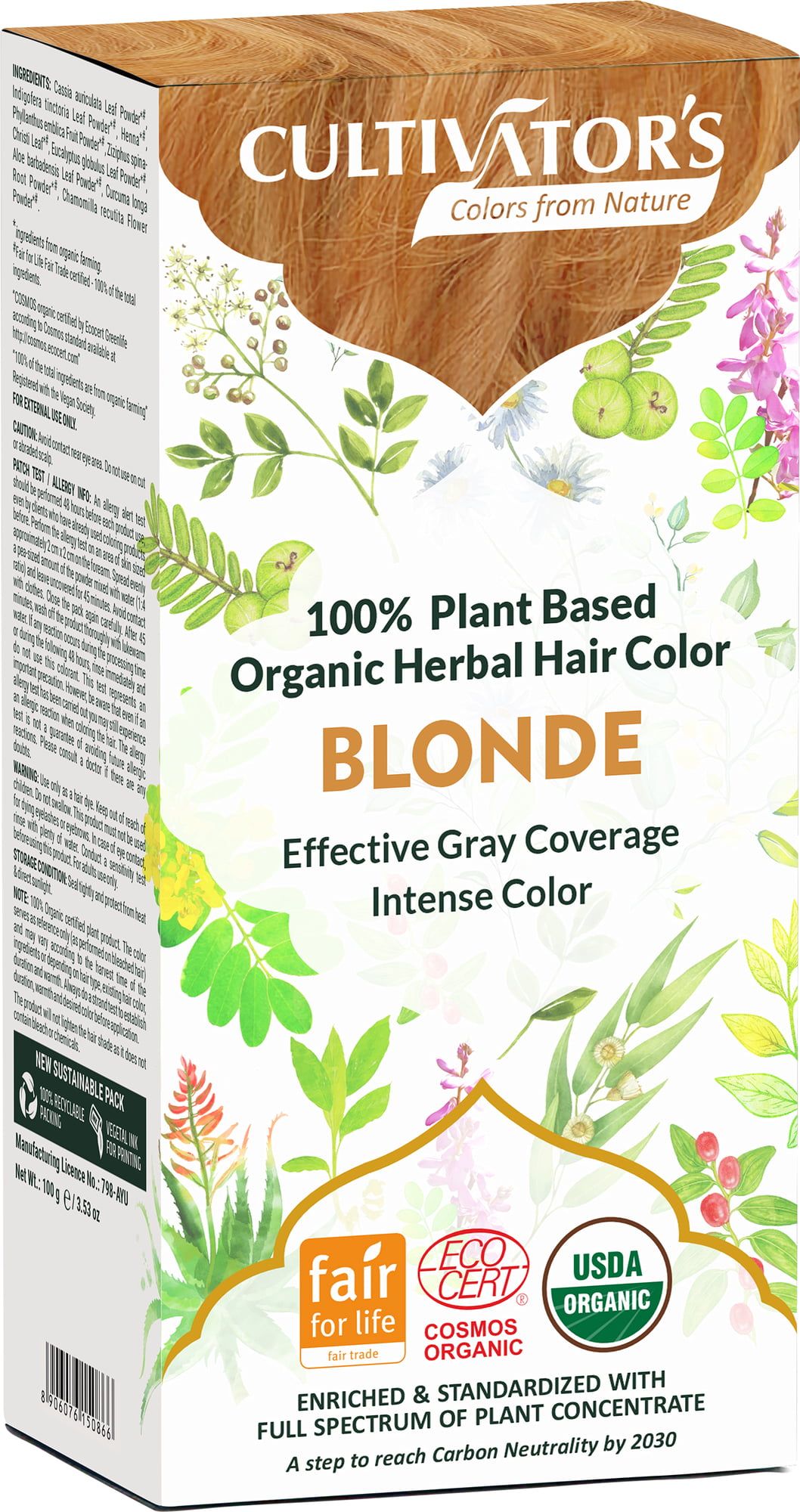 Colorations naturel -Teinture Capillaire Blonde - Cultivators