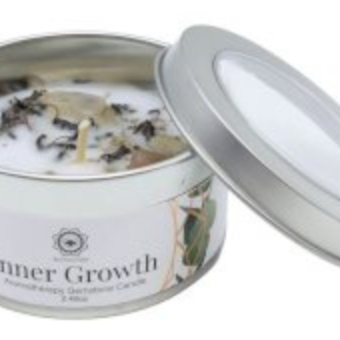Bougie Spiritual Gifts avec pierres naturelles, plantes et encens