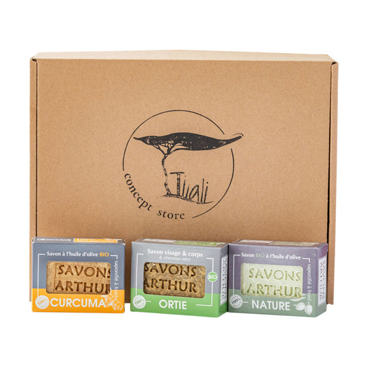 Savon Arthur Coffret 3 savons nature, Argile et Ortie : Douceur, Pureté et Bien-être