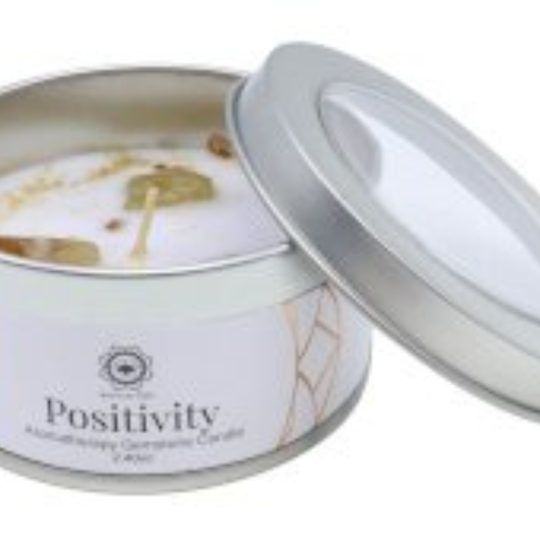 Bougie Spiritual Gifts avec pierres naturelles, plantes et encens