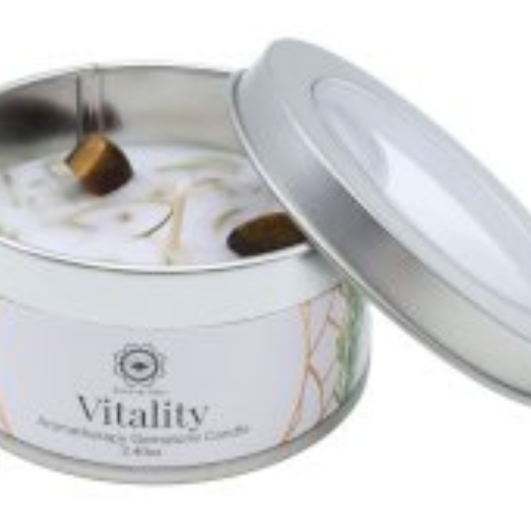Bougie Spiritual Gifts avec pierres naturelles, plantes et encens