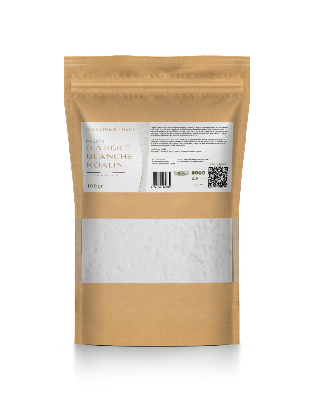 Argile Blanche Kaolin - KB Cosmétique